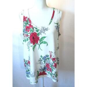 Ann Taylor Women's Sleeveless Multi Color Floral Print Stretch Shirt Size Lg.